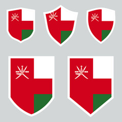 Set of Oman Flag in Shield Shape Frame