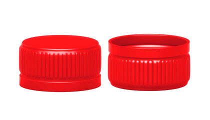 Red plastic bottle caps, transparent background