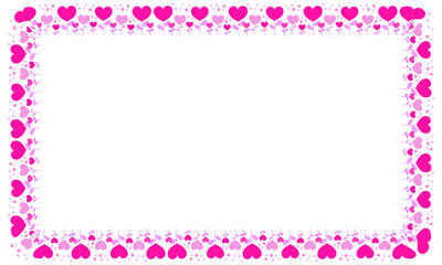 Hand drawn hearts border and frame on white background