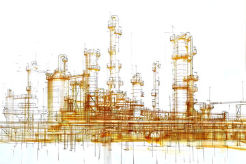 Abstract industrial plant sketch design