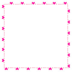 Hand drawn hearts border and frame on white background