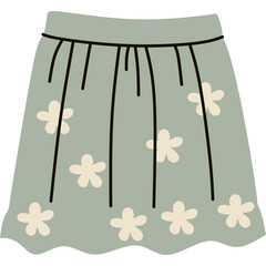 Hand Drawn Floral Skirt