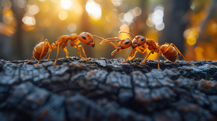  Like an ant, he builds strong networks leveraging,
Leafcutter ant carrying a large green leaf through the forest floor
