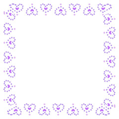 Hand drawn hearts border and frame on white background