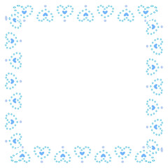 Hand drawn hearts border and frame on white background