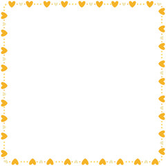Hand drawn hearts border and frame on white background