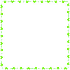 Hand drawn hearts border and frame on white background