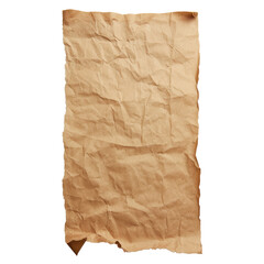 The image shows a piece of old brown paper with torn edges on a transparent background.