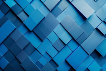 Blue abstract background with squares and rectangles, representing blockchain technology in a gradient of blue hues for digital innovation