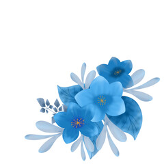 Blue floral bouquet illustration