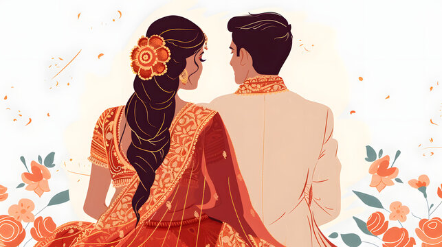 indian bride groom from back