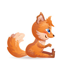 Amusing cartoon fox. Anthropomorphic character. Vector illustration.