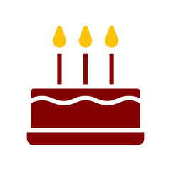Cake icon solid red yellow colour mother day symbol illustration.
