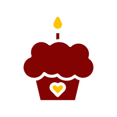 Cake icon solid red yellow colour mother day symbol illustration.