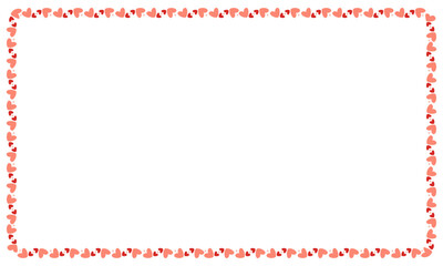 Hand drawn hearts border and frame on white background