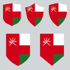 Set of Oman Flag in Shield Shape Frame