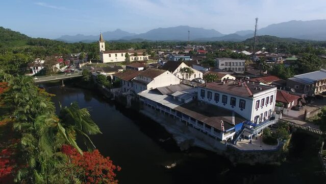 Aerial view of Morretes, Paran&aacute;, Brazil