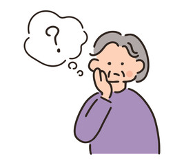 疑問に思うシニア女性のイラスト