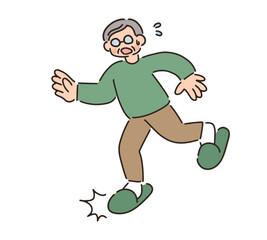 つまずくシニア男性のイラスト