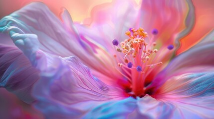 A close up of a pink flower with smoke billowing out of it, creating a beautiful and unique artistic effect against the sky. The annual plant is peach in color, with intricate patterns on its petals