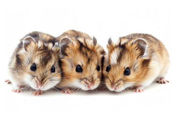 Three hamsters cuddling closely