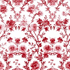 Watercolor Seamless pattern with red and white