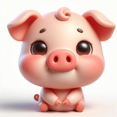 3D funny pig cartoon on white background
