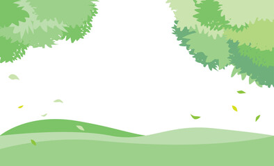 自然豊かな緑の綺麗な風景イラスト背景素材