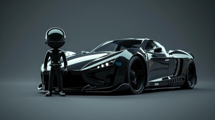 3D blender animated character of the car driver UHD wallpaper