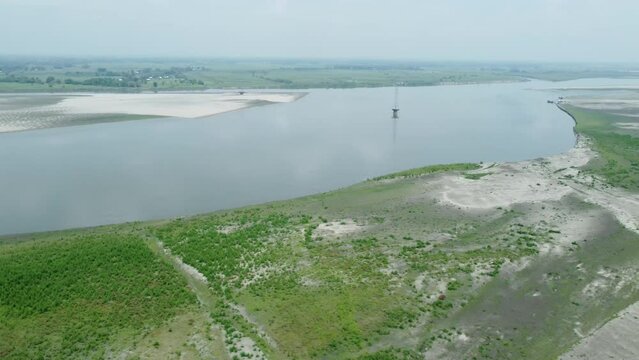 Drone view shot of asian largest river island majuli  Island