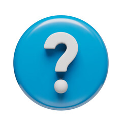 White question mark symbol in blue glossy circle. Interrogation mark icon with 3d effect. FAQ, support, help, solution mark symbol three-dimensional rendering vector illustration