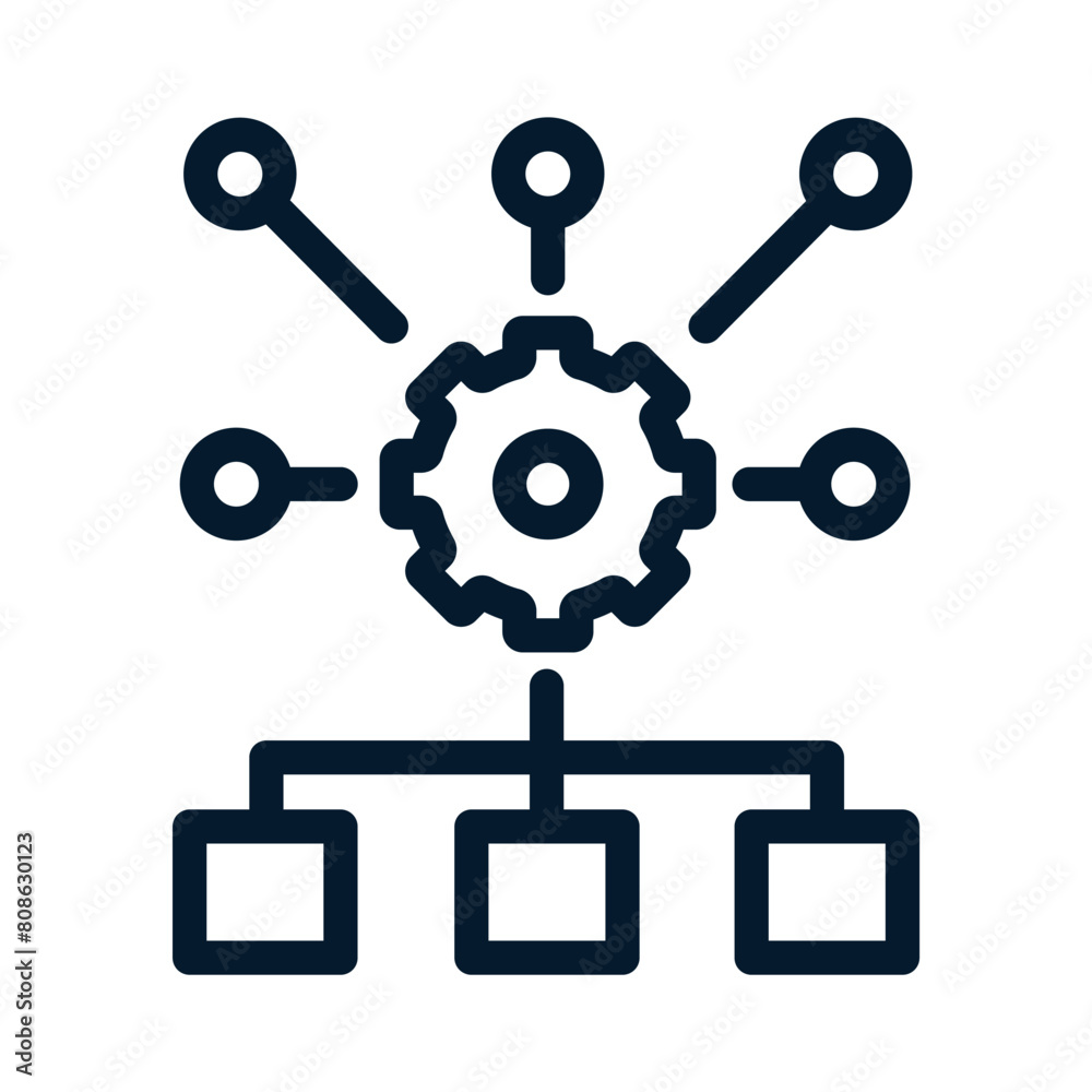 Poster business algorithm concept. vector linear icon isolated on white background.