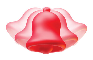 3d realistic red ringing plastic bell vibrating icon. Ringing bell with new notification for social media notice event reminder, website and app element vector illustration