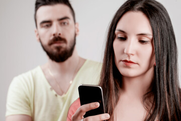 Relationship strain shown through smartphone scrutiny
