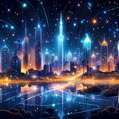 Fototapeta premium 밤에 바라보는 전경