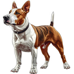 Clipart illustration of a bull terrier dog breed on a white background. Suitable for crafting and digital design projects.[A-0004] - obrazy, fototapety, plakaty