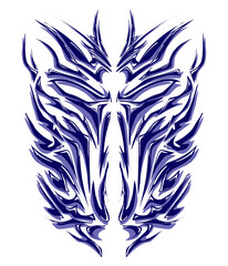 Blue tribal tattoo. Perfect for hats, body tattoos, t-shirts, posters