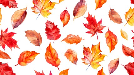 Randomly Scattered Autumn Leaves Pattern Illustration