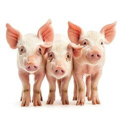Pigs isolated on white background  
