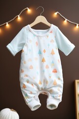  A piece of baby  body clothing, print, background, light color