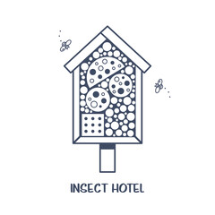 Insect bug hotel, DIY wood house with natural components. Home for garden useful pests