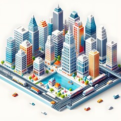 Small town with manufacturing offices, 3d houses and store buildings created 3d geometric design vector illustration. Abstract background. Famous abstract theme of modern city Shophouses of constructi