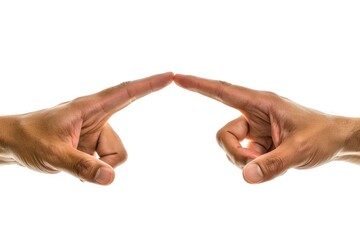Cropped view human hands ready to touch each other, isolated on white