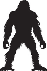 Bigfoot Silhouette Vector Illustration White Background