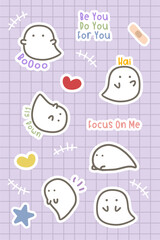 cute gosh character and motivation sticker design collection 