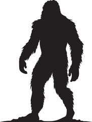 Bigfoot Silhouette Vector Illustration White Background