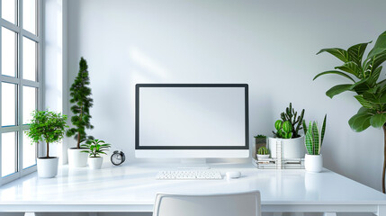 White Modern Office Desk in Minimalistic Style
