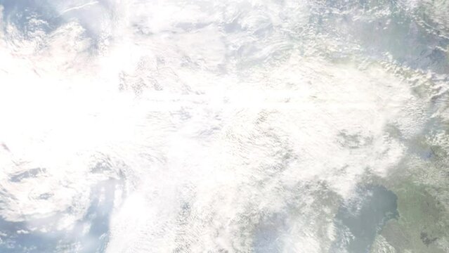 Zoom in from space and focus on Bodo, Norway. 3D Animation. Background for travel intro. Elements of this image furnished by NASA