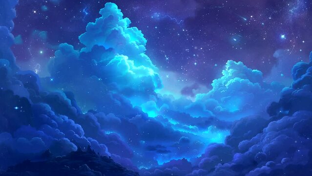 Beautifully colorful night sky displaying vibrant outer space. seamless looping time-lapse video background