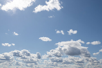 The clouds. Sky. Cumulus clouds in a blue sky. Airspace. Cloudy sky